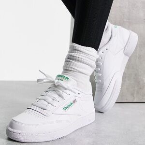 Reebok Club C 85 sneakers in white with green detail